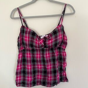 Plaid Spaghetti Strap Blouse